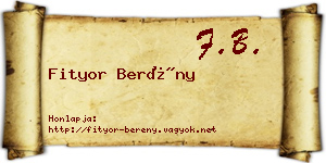 Fityor Berény névjegykártya